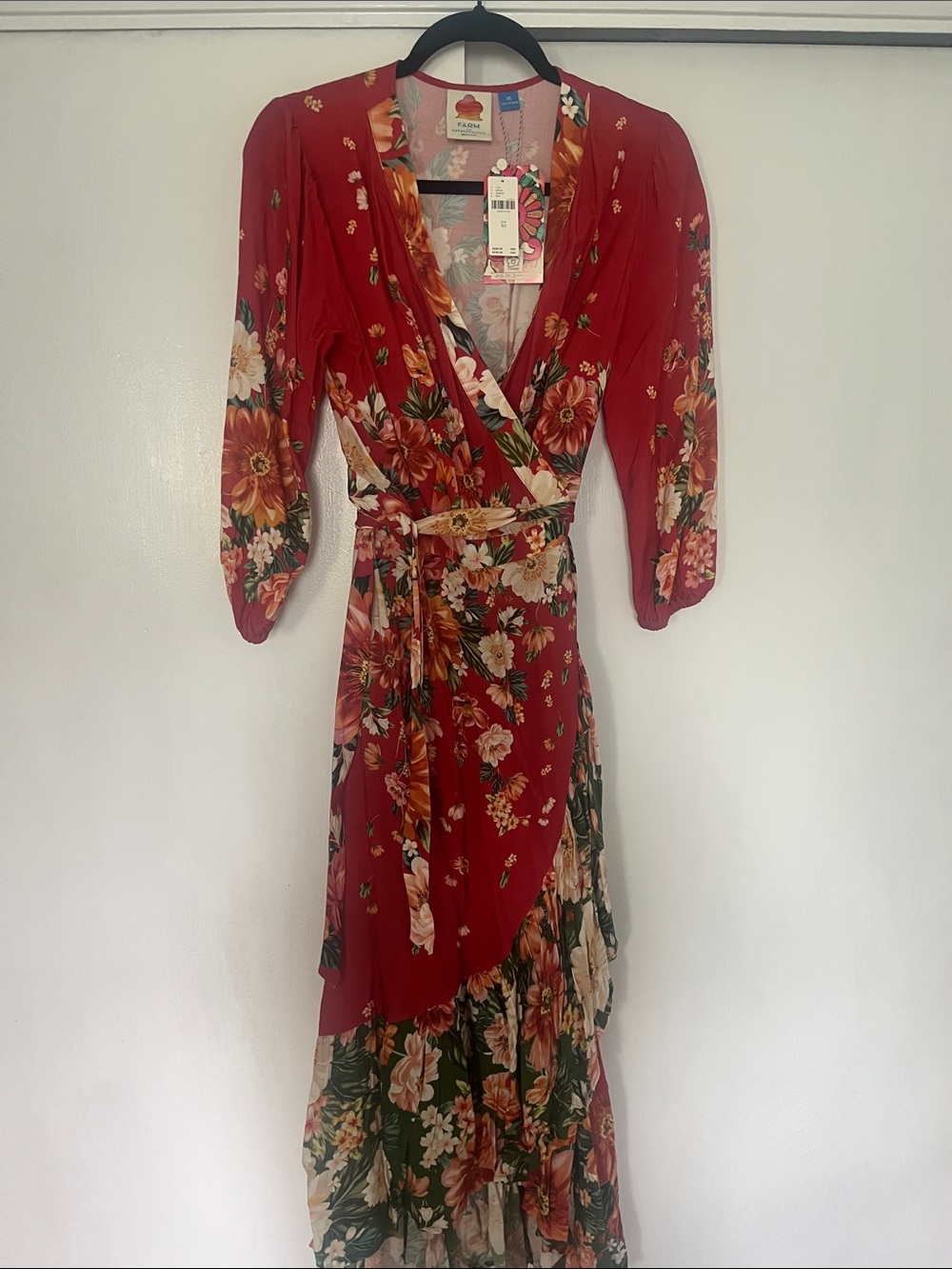 FARM RiO  Red Floral Wrap Maxi Dress